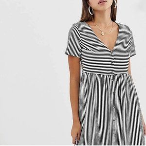 ASOS Black and White Striped Smock Dress Size 6